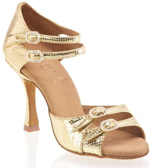 Elite Elena 050 professional handmade gold dance sandal with adjustable straps for optimal comfort and support.