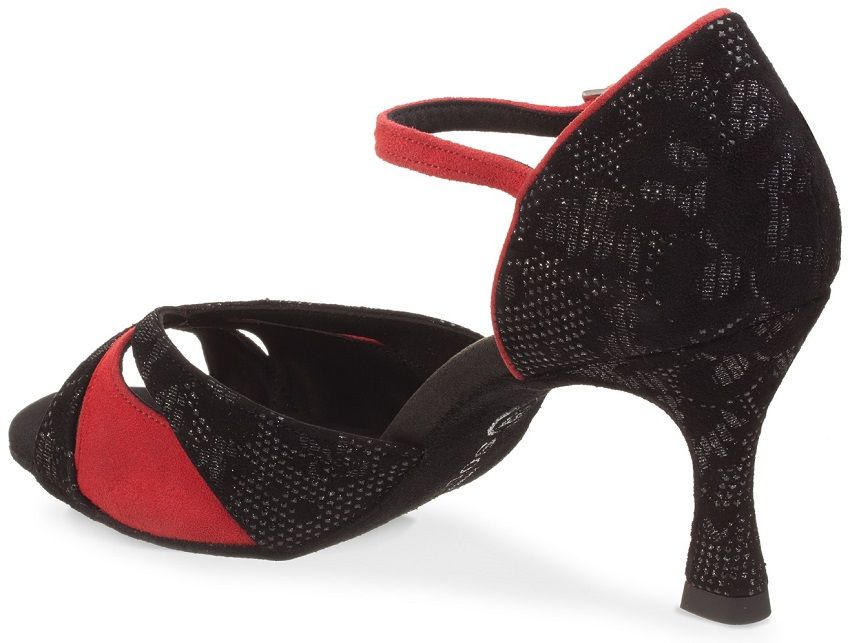 Rummos Emma 111-028 black and red sandal, hand-crafted with soft materials, featuring a stylish heel and supportive design.