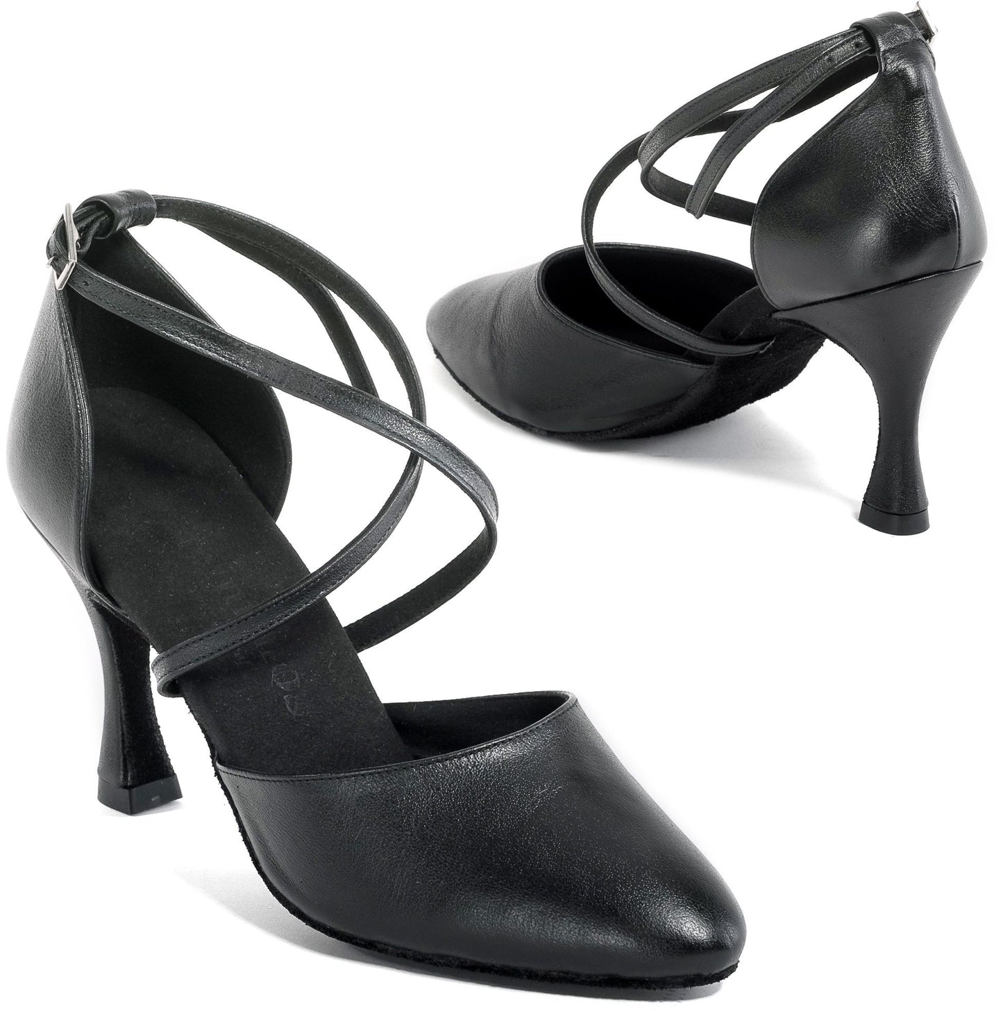 Elegant Rummos R329 001 dance shoes with a closed toe and crossed straps, ideal for tango and salsa dancing.