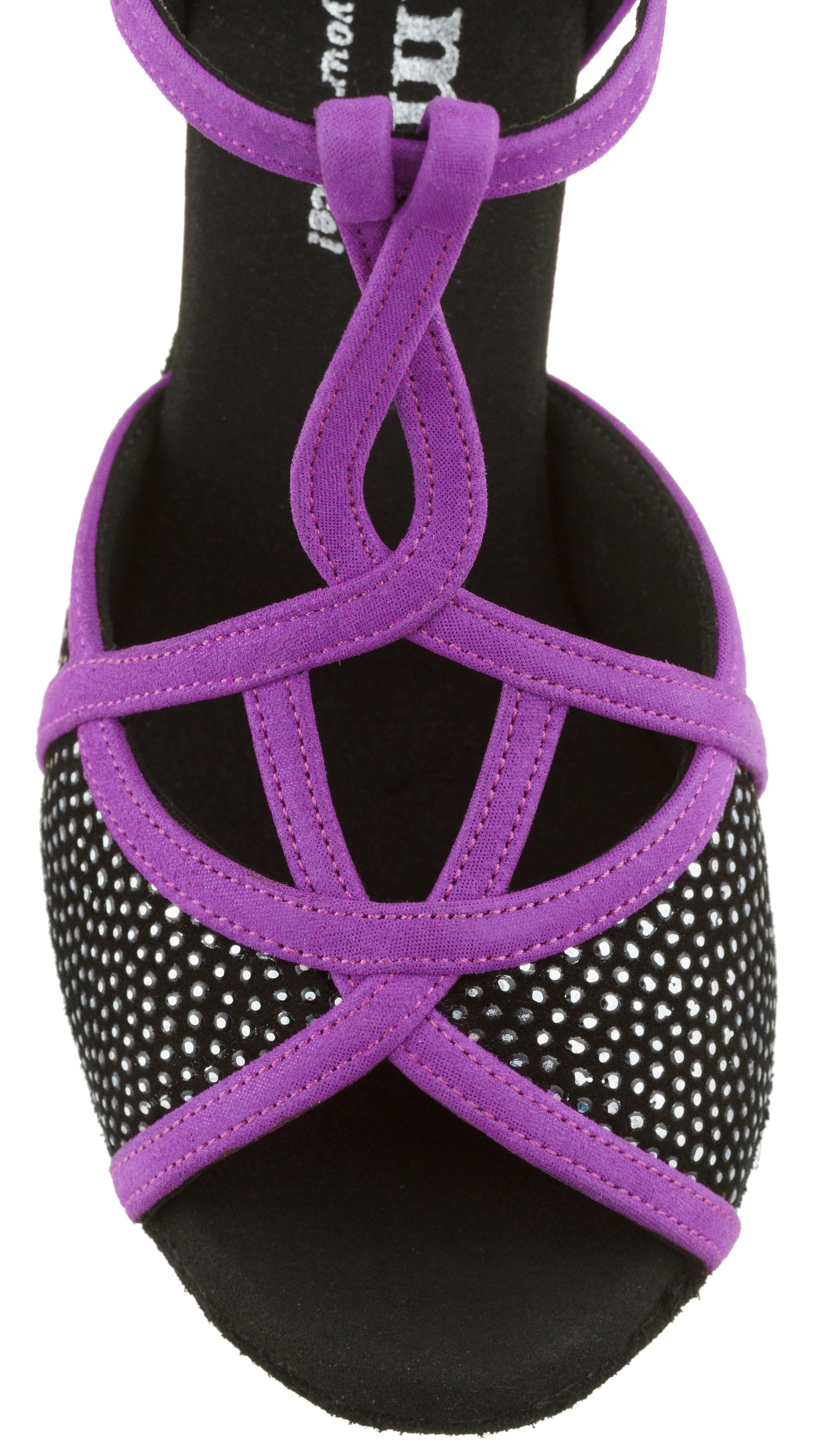 Rummos Santigold 231-302 purple strappy sandals with black and white dot design from above, perfect for stylish occasions.