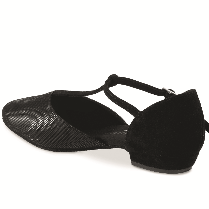 Rummos Carol black dance shoes featuring a stylish design, comfortable fit, and 2 cm heel, perfect for dance enthusiasts.