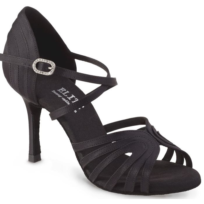 Elite Barbara 041 black dance shoe, handcrafted with suede sole for optimal performance and style on the dance floor.