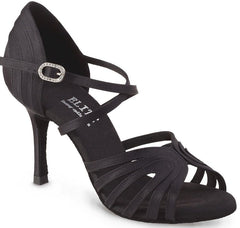 Elite Barbara 041 professional black dance sandal with open toe and suede sole, ideal for high-performance dancing.