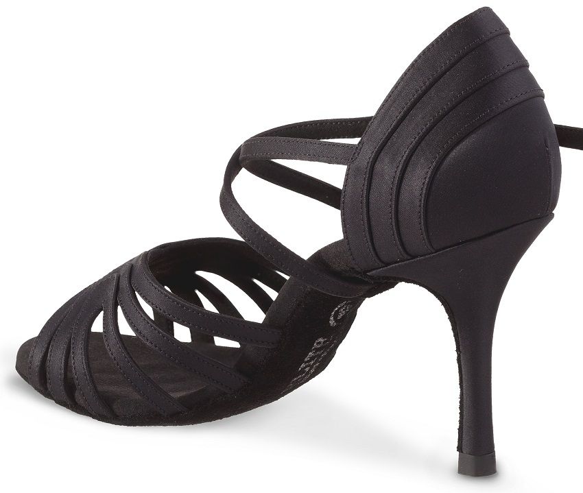 Elite Barbara 041 black dance sandal with open front and suede sole, designed for professional dancers.