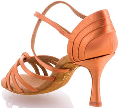 Elegant Elite Porto 048 dance shoe in orange with double cushioning and a supportive heel design.