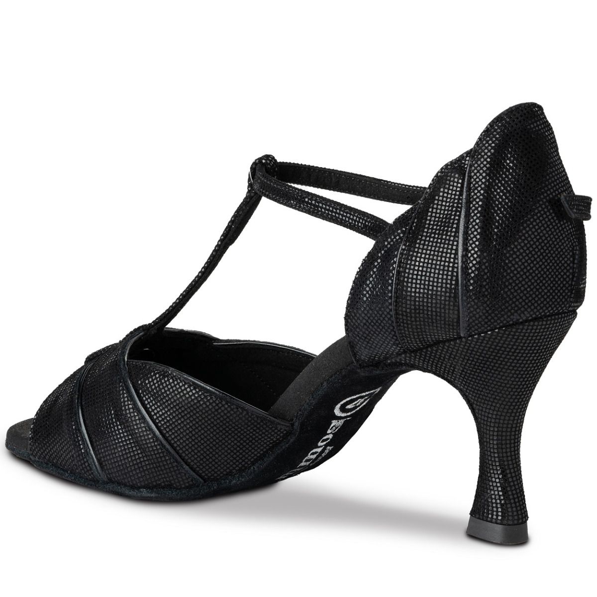 Rummos Leonor-T handgemaakte dansschoenen met T-bar ontwerp, elegant en comfortabel voor salsa en ballroom.