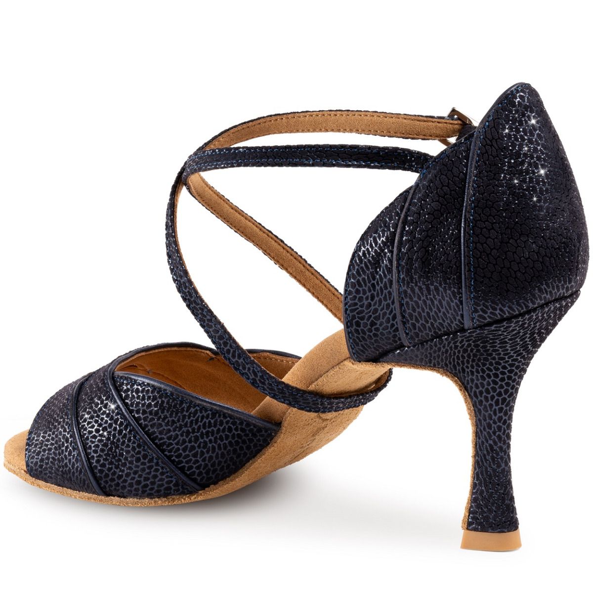 Elegant Rummos Leonor Latin sandal with stylish T-strap design and a balanced heel for optimal dance performance.