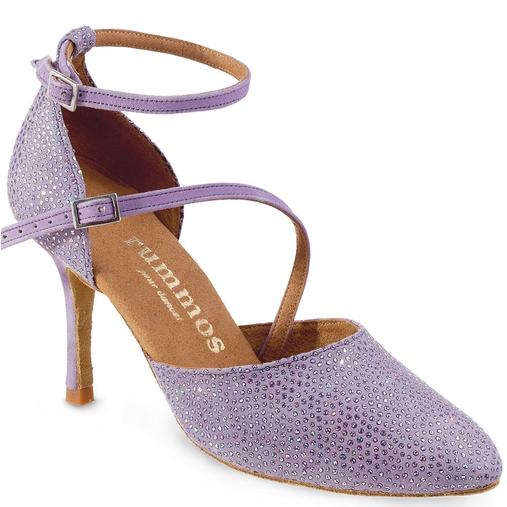 Rummos Mireia 232 handgemaakte dansschoen in SparkLilac-leer met glitter, ideaal voor ballroom en salsa.