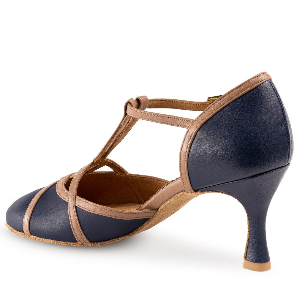 Elegant navy Rummos Morcheba dance shoe with a closed front, flexible insole, and balanced heel for ultimate comfort.