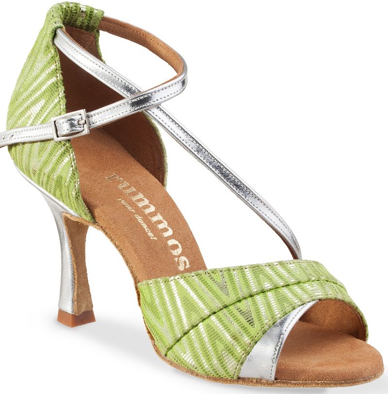 Rummos R304 273-009 green Latin sandal with silver accents, featuring a stylish design and comfortable fit.