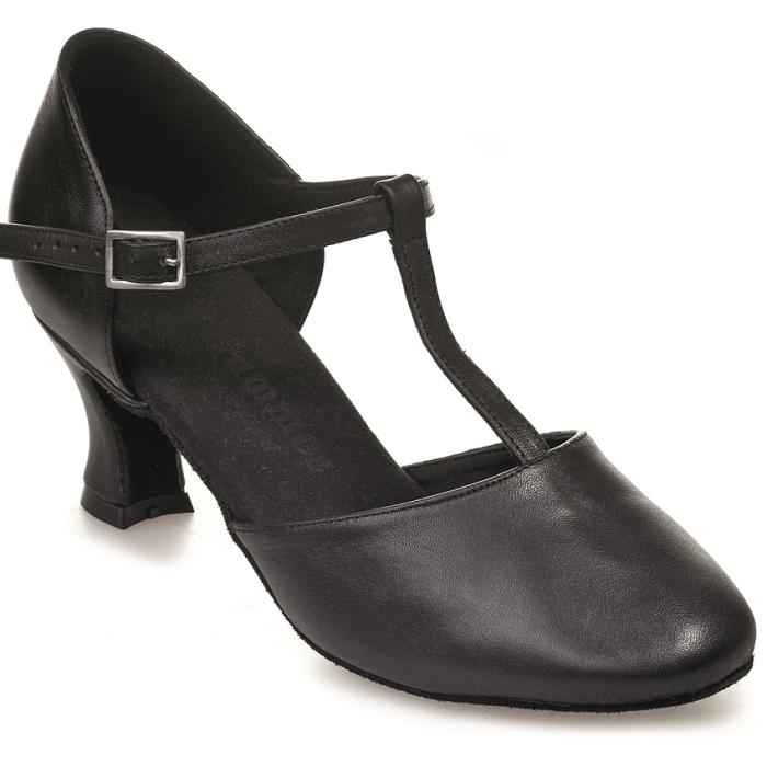 Elegant black ballroom dance shoe Rummos R312 with soft leather and 5 cm heel for optimal comfort and support.