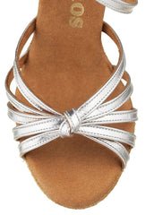 Top view of Rummos R380 009 silver leather dance shoe with stylish strap design and soft insole for comfort.