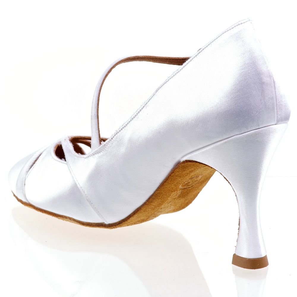 Rummos R397 adjustable strap dance shoe with strass clasp, featuring suede sole and elegant design in silver.