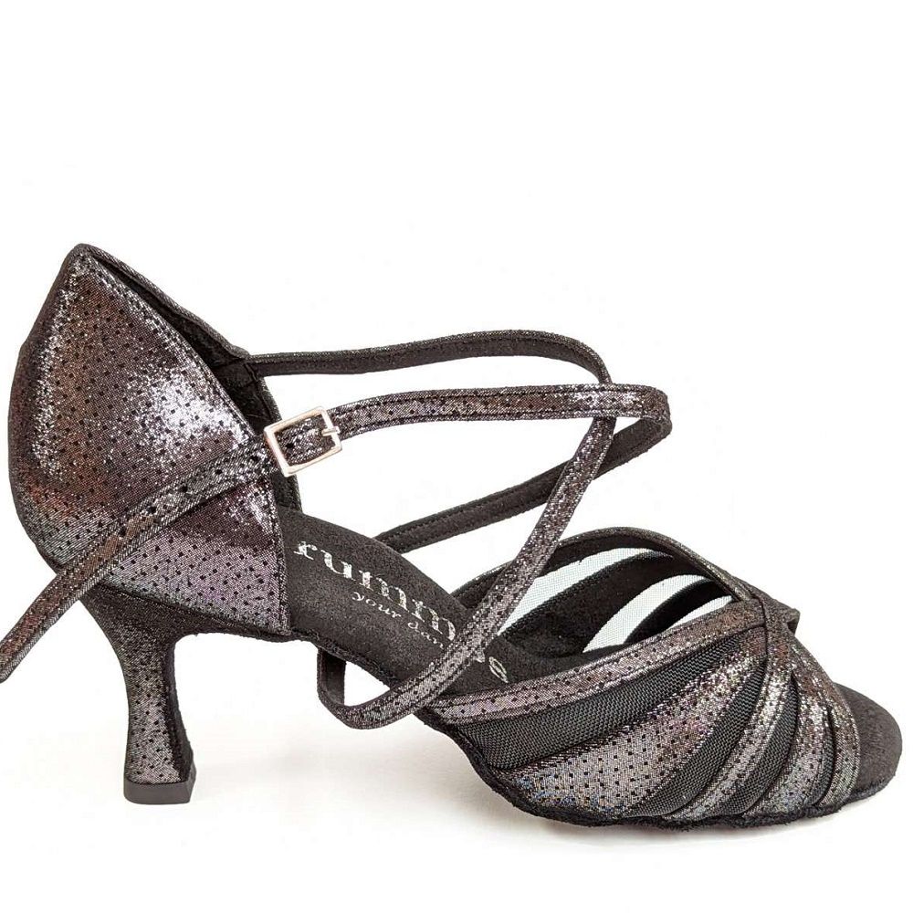 Rummos R530 dance shoe with soft net, handmade leather, and stylish glitter for ultimate support and comfort.