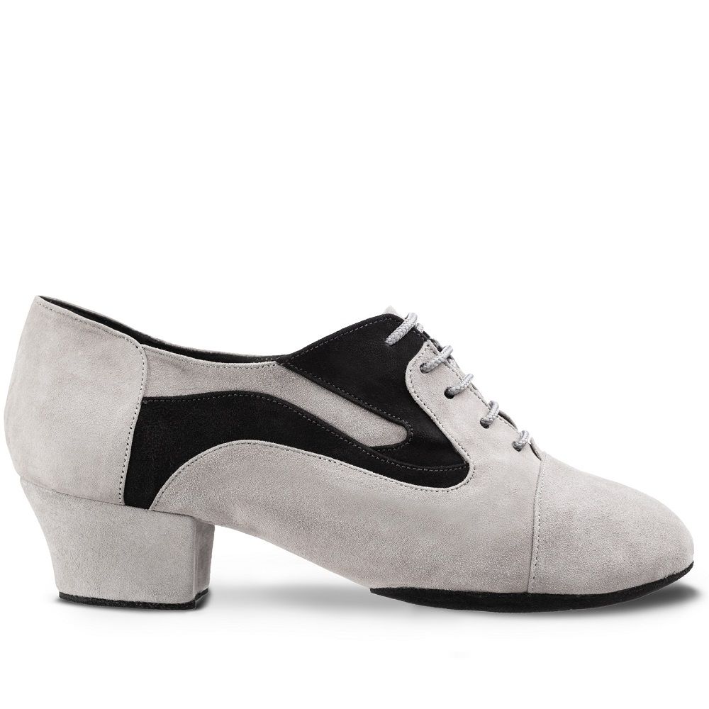 Lightweight Rummos R607 dance training shoe in grey and black, featuring SilverDiva leather for comfort and stability.