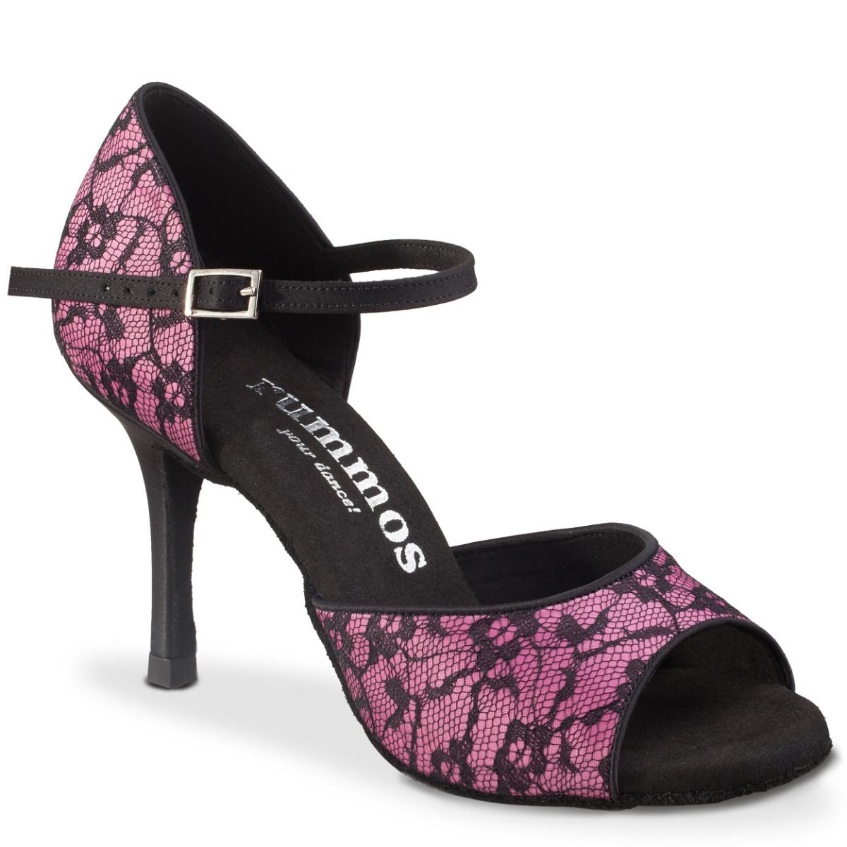 Rummos Elli 16 pink lace tango sandal, handcrafted for comfort and elegance, perfect for Latin dance.