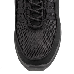 Rummos RS01 Black shoe featuring responsive cushioning and a sleek black mesh design for optimal performance.