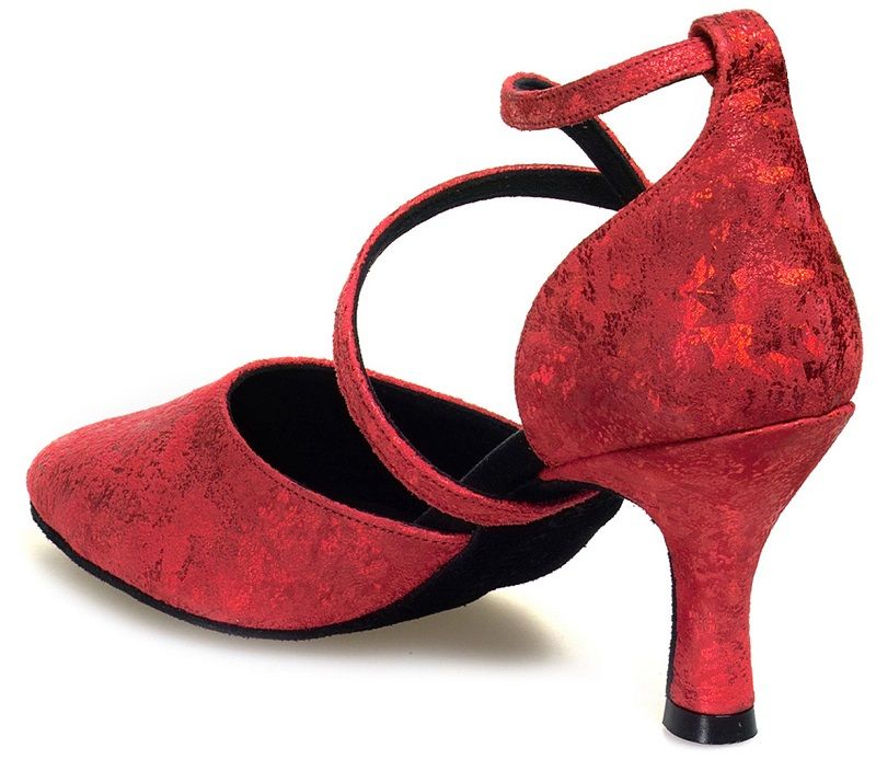 Rummos R329 038 elegante dansschoen in rood fantasieleer met hak, ideaal voor ballroom en salsa dansen.