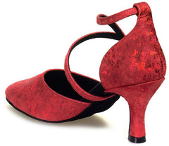 Rummos R329 038 elegante dansschoen in rood fantasieleer met hak, ideaal voor ballroom en salsa dansen.